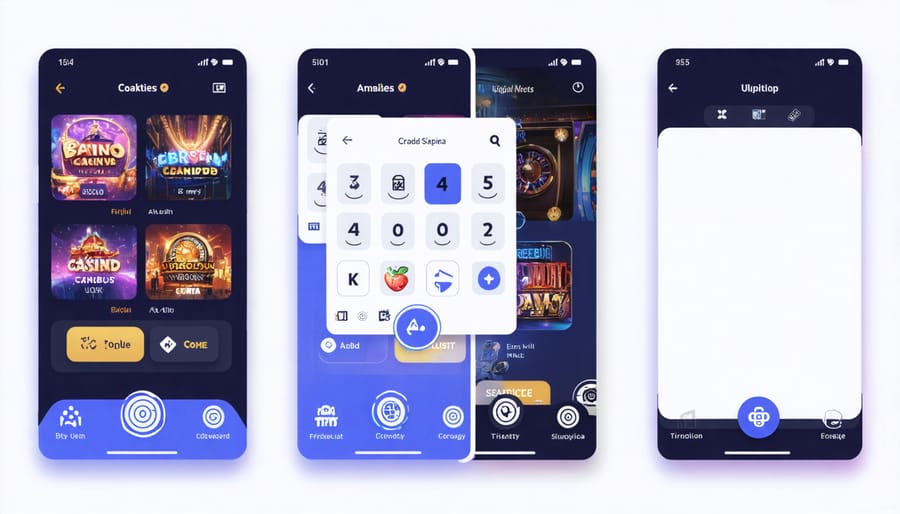 Futuristic gambling app interface showcasing emerging technologies and virtual reality features