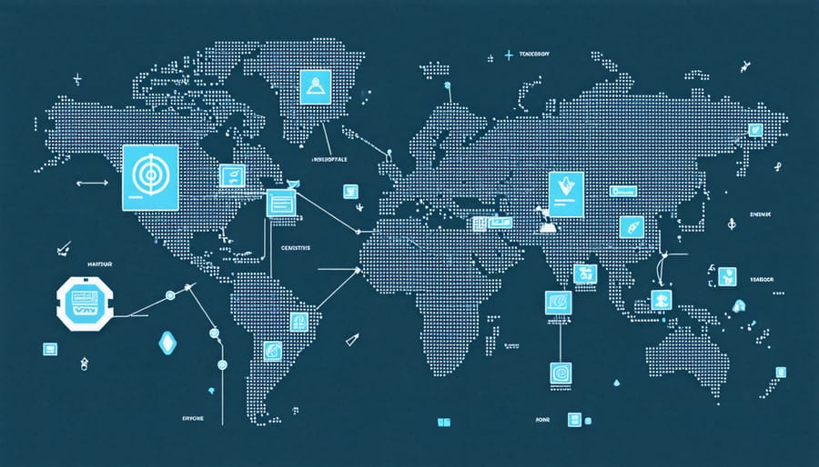 World map showing different gambling jurisdictions with compliance symbols and regulatory markers