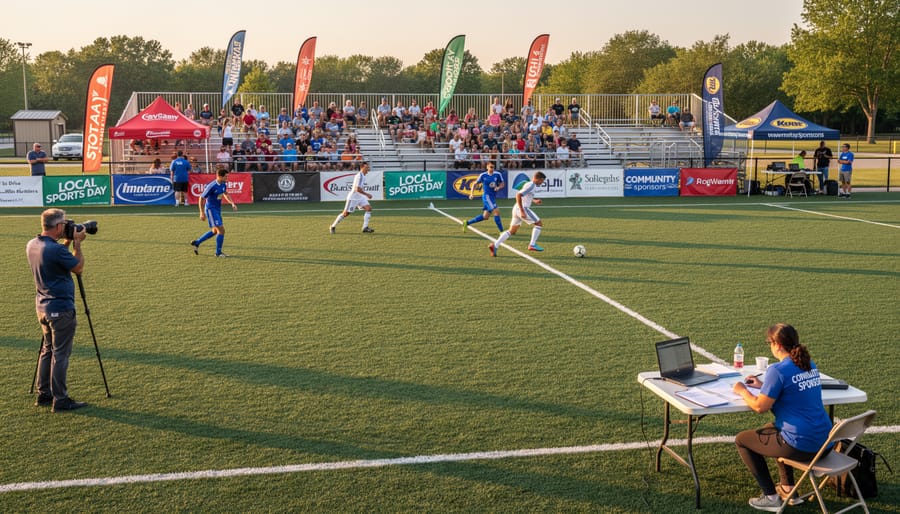 Sports fans watching game on phones in local sports bar environment